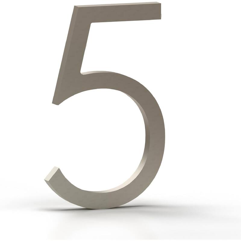 Mega Handles Modern Metal House Numbers | Heavy Duty Outdoor Address Digits | Easy to Install, Floating or Flush Mount Design - 5 - Satin Nickel