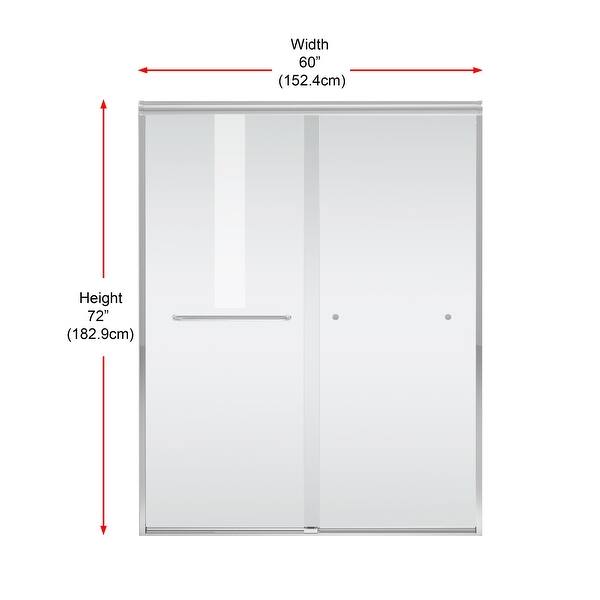 dimension image slide 2 of 3, Wayne Semi-frameless shower door 60 x 72 - 60 x 72