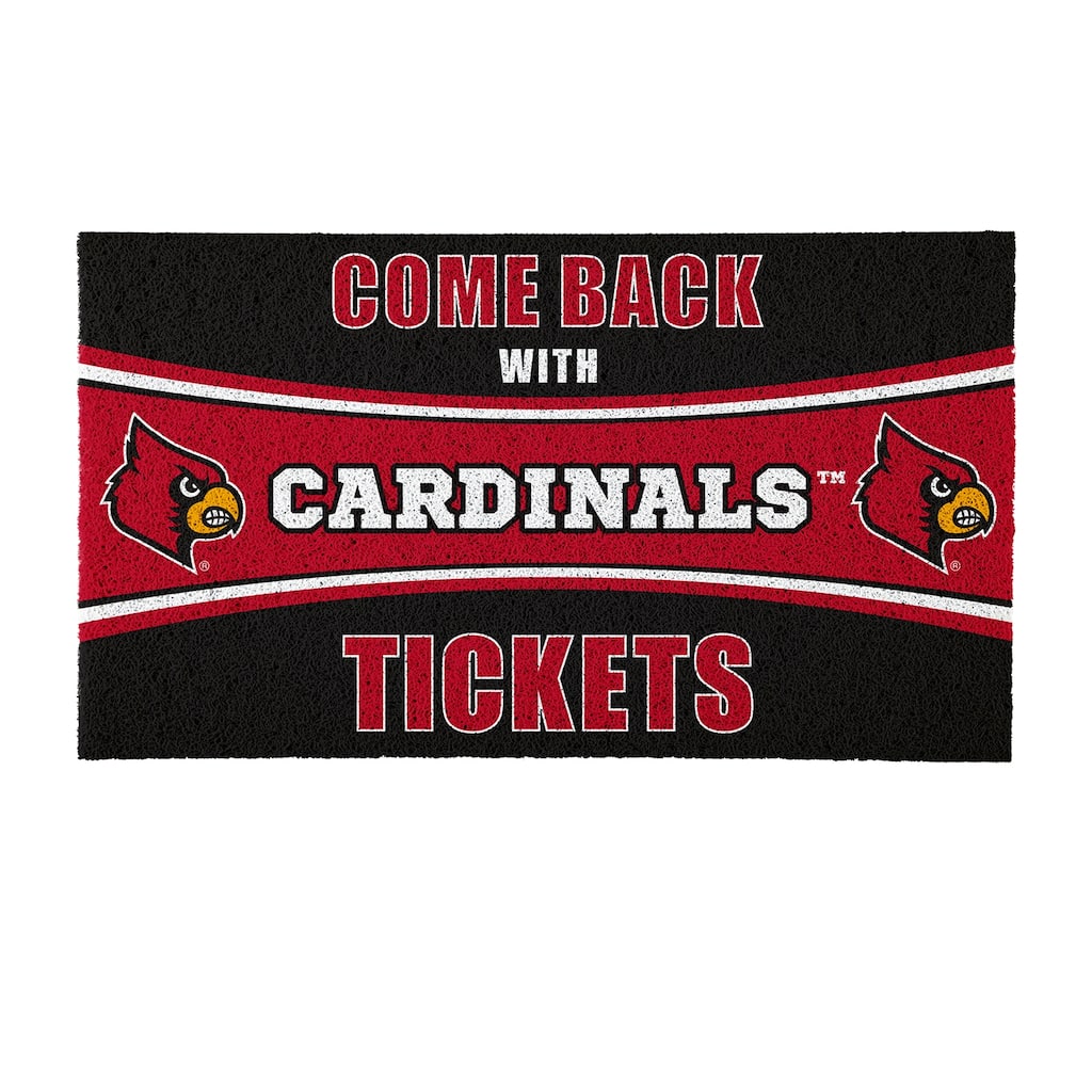 University of Louisville 28 in. x 16 in. PVC "Come Back With Tickets" Trapper Door Mat