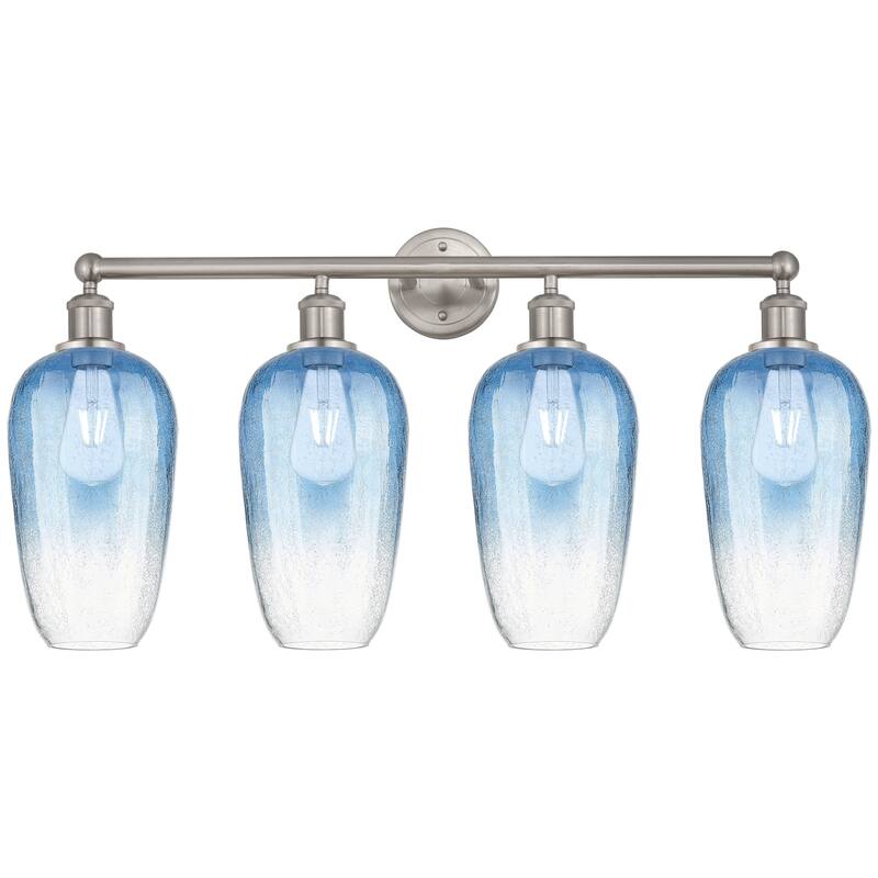 Innovations Lighting 616-4W-18-34 Brookhaven Flute Vanity Brookhaven - Brushed Satin Nickel / Sapphire Blue