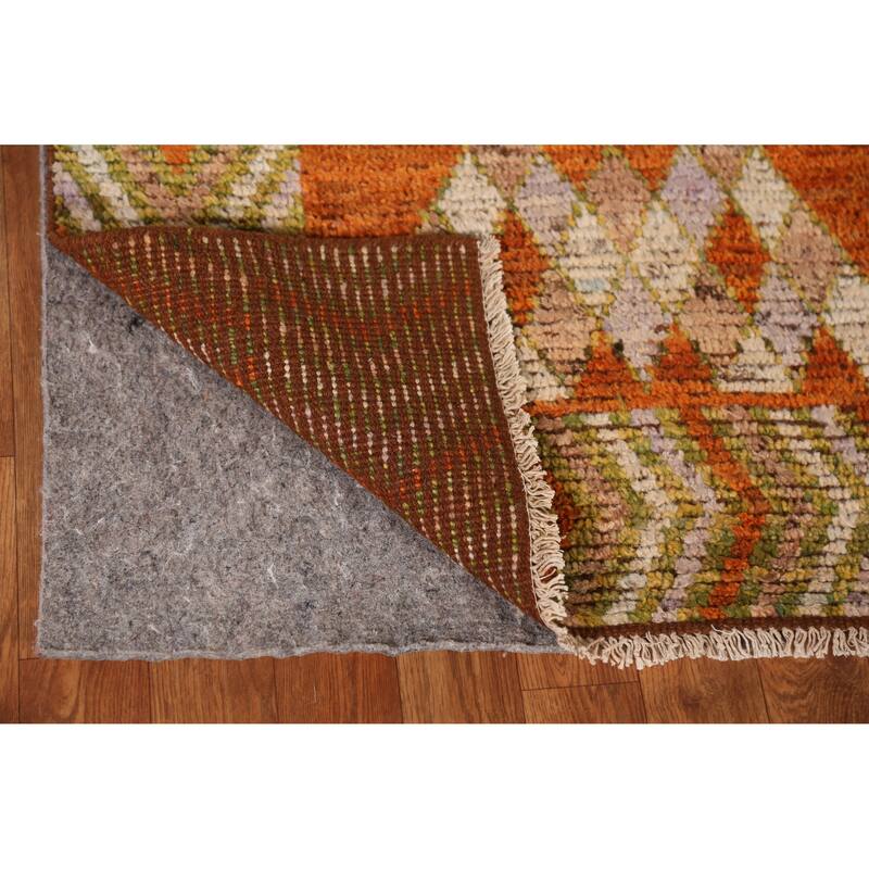 Geometric Moroccan Oriental Runner Rug Bedroom Handmade Wool Carpet - 2'10" x 9'7"