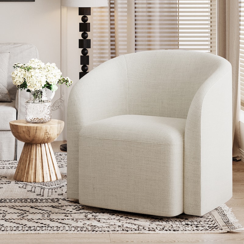 360° Glide Barrel Chair - Upholstered Swivel Accent Chair for Living Room, Bedroom & Office
