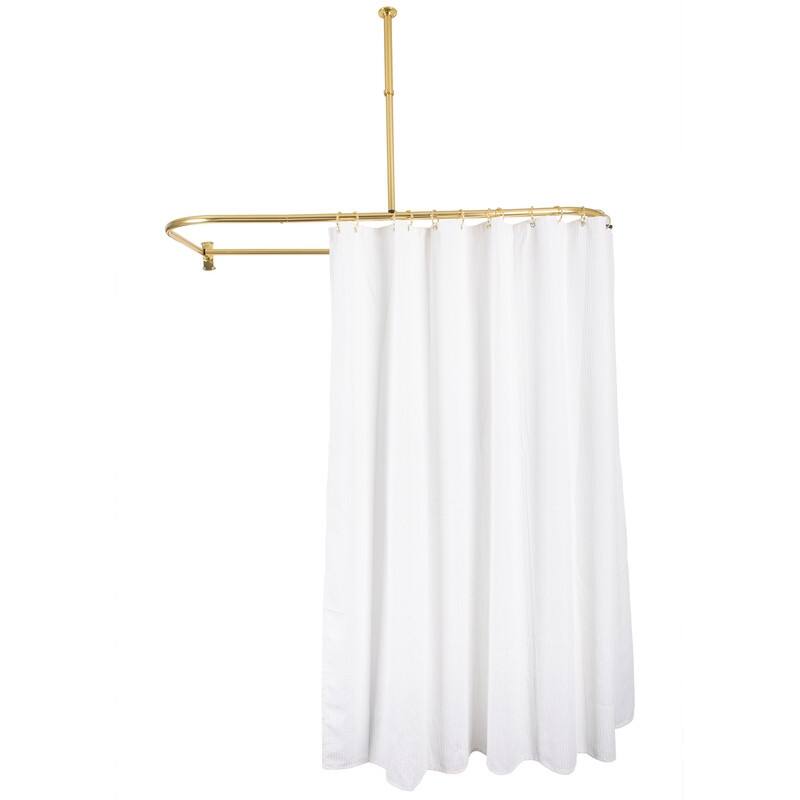 Utopia Alley Rustproof Aluminum D-shape Shower Rod With Ceiling Support for Freestanding Tubs, 60 * 25 in