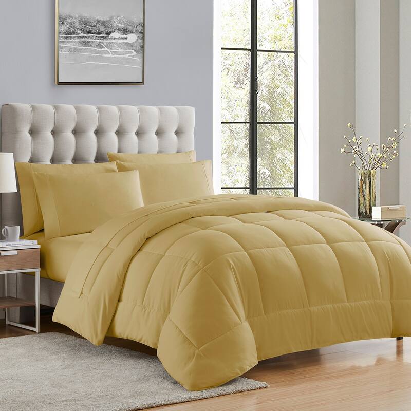 Sweet Home Collection Luxury Solid Bed-In-a-Bag with Sheet Set - Camel - King
