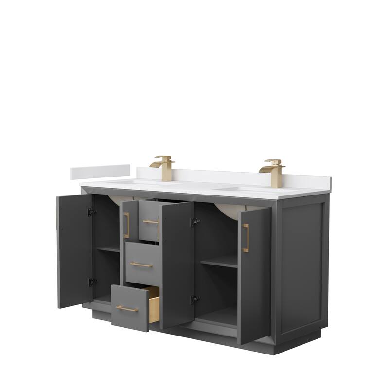 Strada 60-Inch Double Vanity Set, Cultured Marble Top