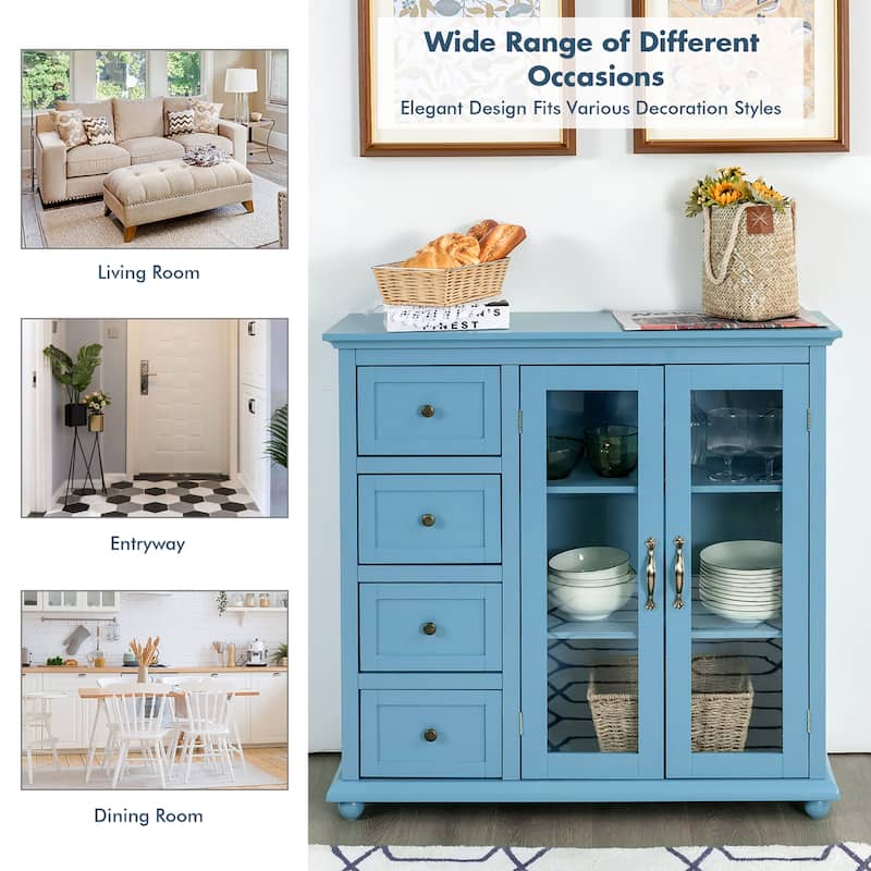 Costway Buffet Sideboard Table Kitchen Storage Cabinet w/ Drawers &