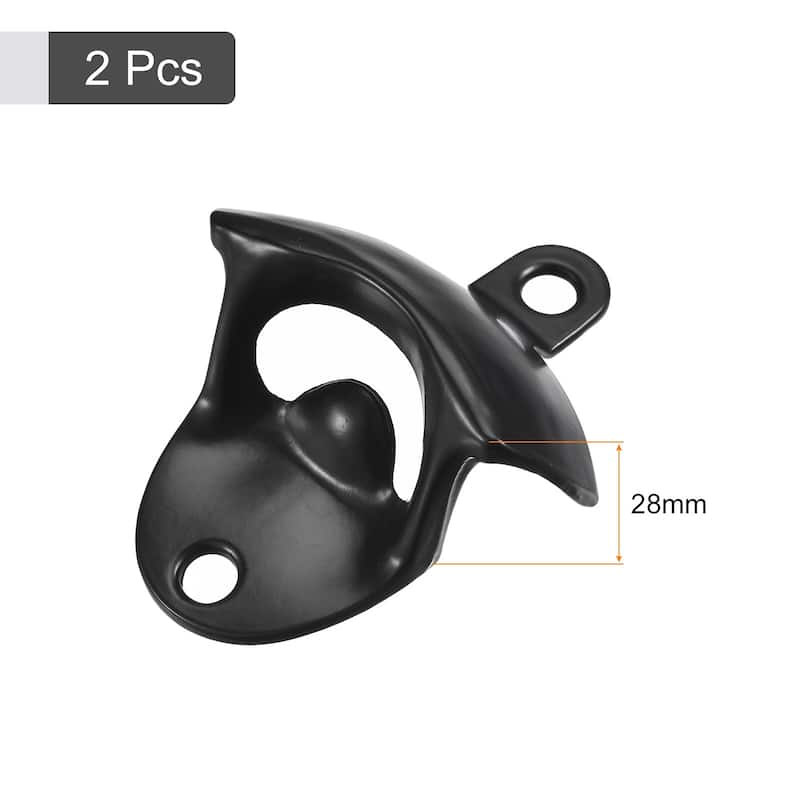 2pcs Wall Mounted Cast Iron Beer Bottle Opener Kitchen Bars Tools, Black