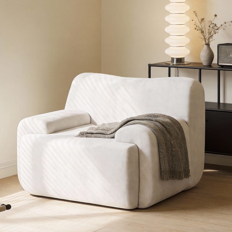 Chenille Accent Chair, Comfy Cloud Sofa Chair, Modern Armchair Boneless Reading Chairs