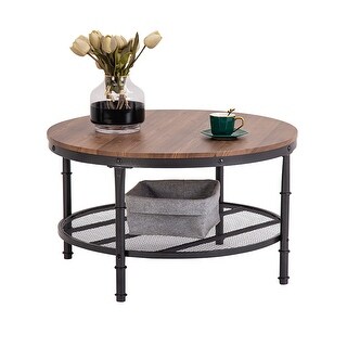 Industrial 2-Tier Vintage Round Coffee Table