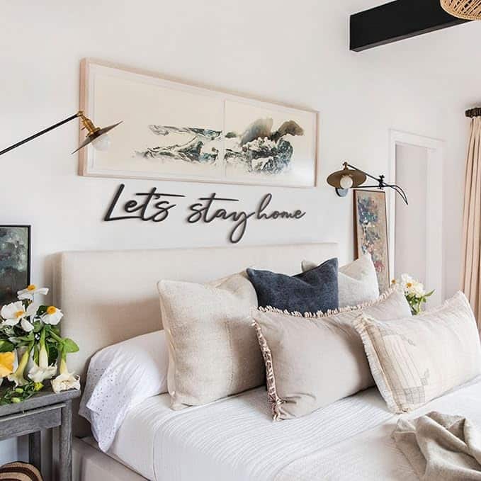 Let's Stay Home Metal Wall Art - Wall Decor for Living Room or Bedroom