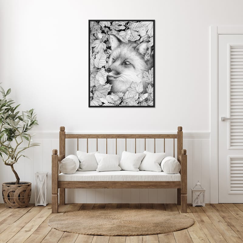 Fox and Forest by Ec Mazur Framed Canvas Wall Art