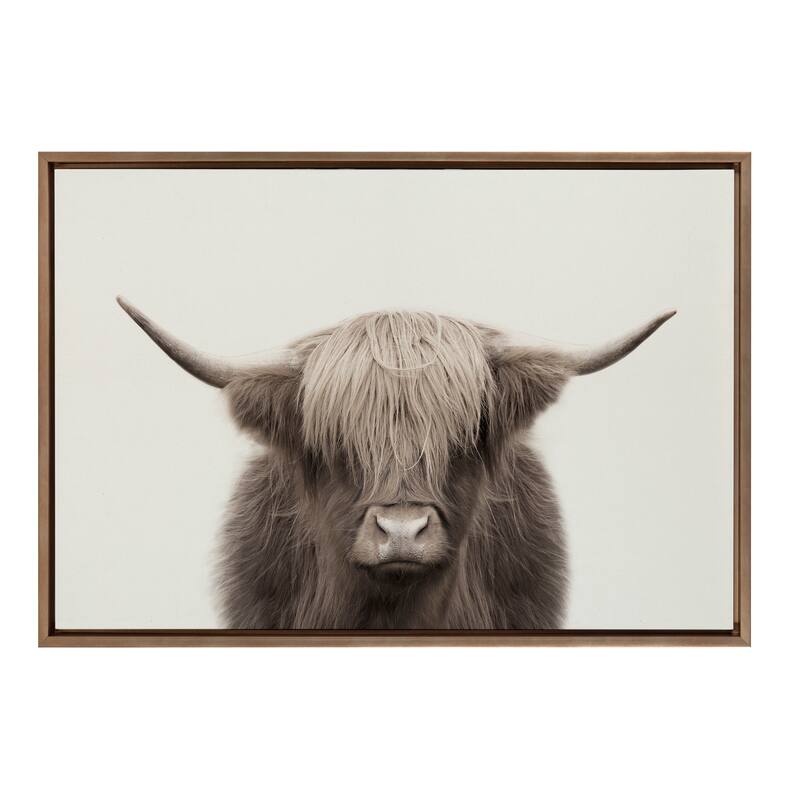 Kate and Laurel Sylvie Cow Canvas by The Creative Bunch Studio - 23x33 - Plastic - Gold