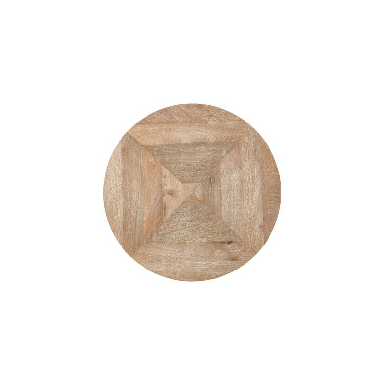 Fenway 22" Mango Solid Wood and Metal Round End Side Table - 22 inches long x 22 inches wide x 25 inches high