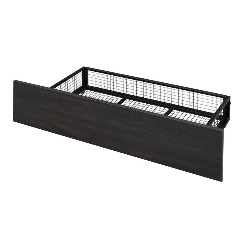 Contemporary Full XL Over Queen Bunk Bed with 2 Storage Drawers, Iron Frame, and Safety Guardrails