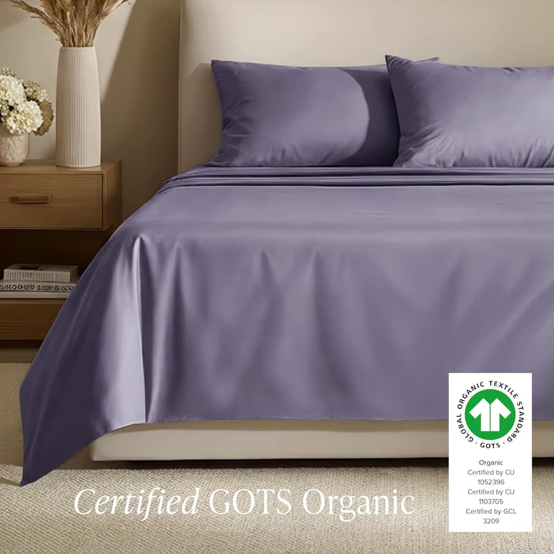 Bare Home Organic Cotton Sheet Set - Silky Smooth Sateen Weave