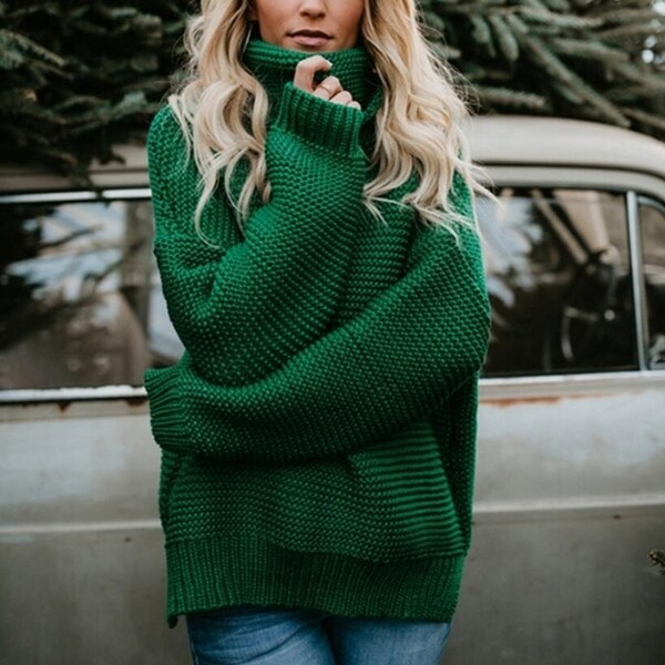 womens green pullover sweater