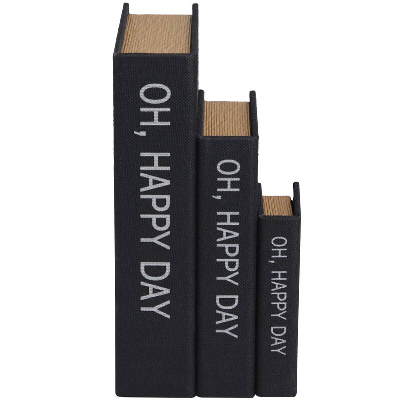 Faux Leather or Linen Fabric Book Storage Box - Set of 3 White, Beige, Black, Red or Light Gray - Roche River Decor