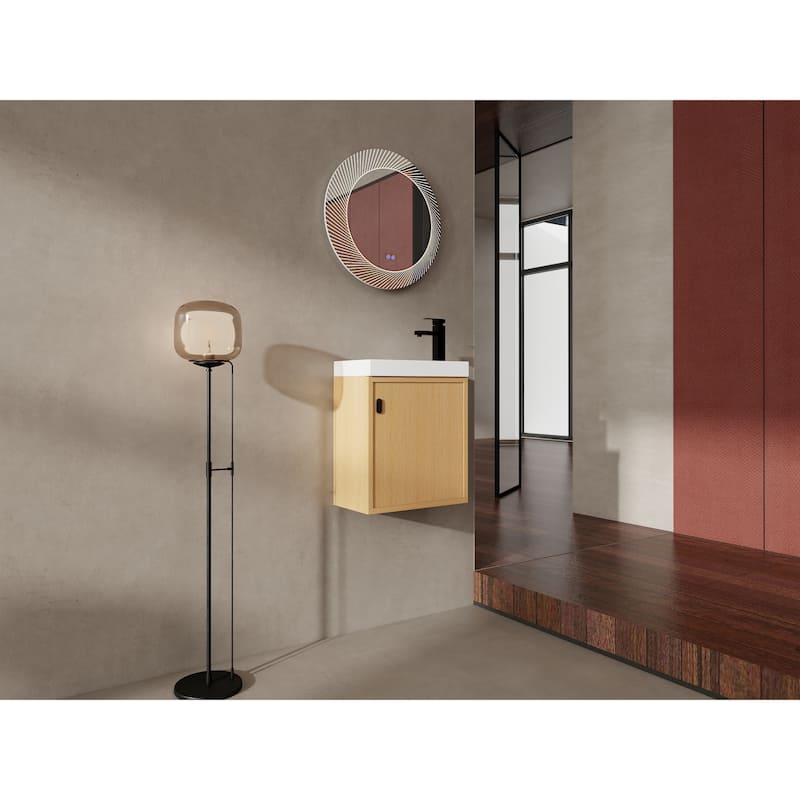 GDFStudio - Helsinki 18.5" Modern Wall-Mounted Bathroom Vanity Set with Resin Sink, Soft Closing Door & Antirust Hardware