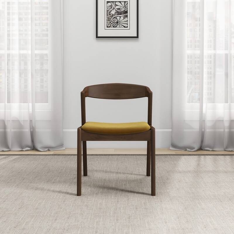 GDFStudio - Dakota Mid-Century Modern Velvet Upholstery Dining Chair with Solid Wood Legs & Foam Cushion, Set of 2 - 21"