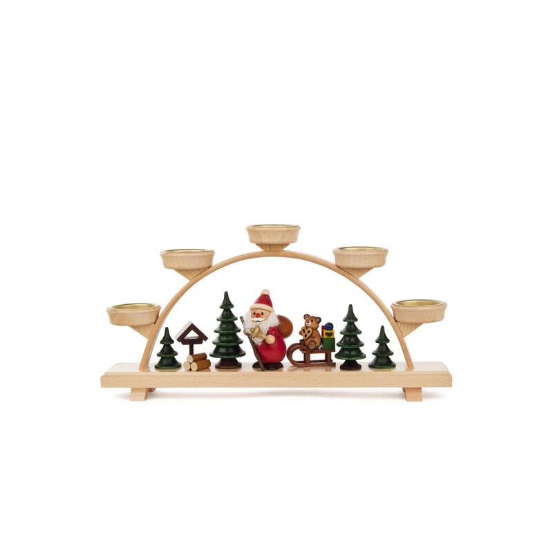 12.75" Dregeno Arch Santa Claus and Bear Christmas Tea Light Candle Holder