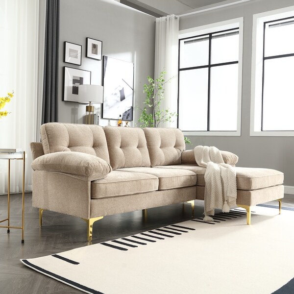 Camel 4 Seat L Shape Sectional Sofa Set with Convertible Ottoman Bed Bath Beyond 41344525