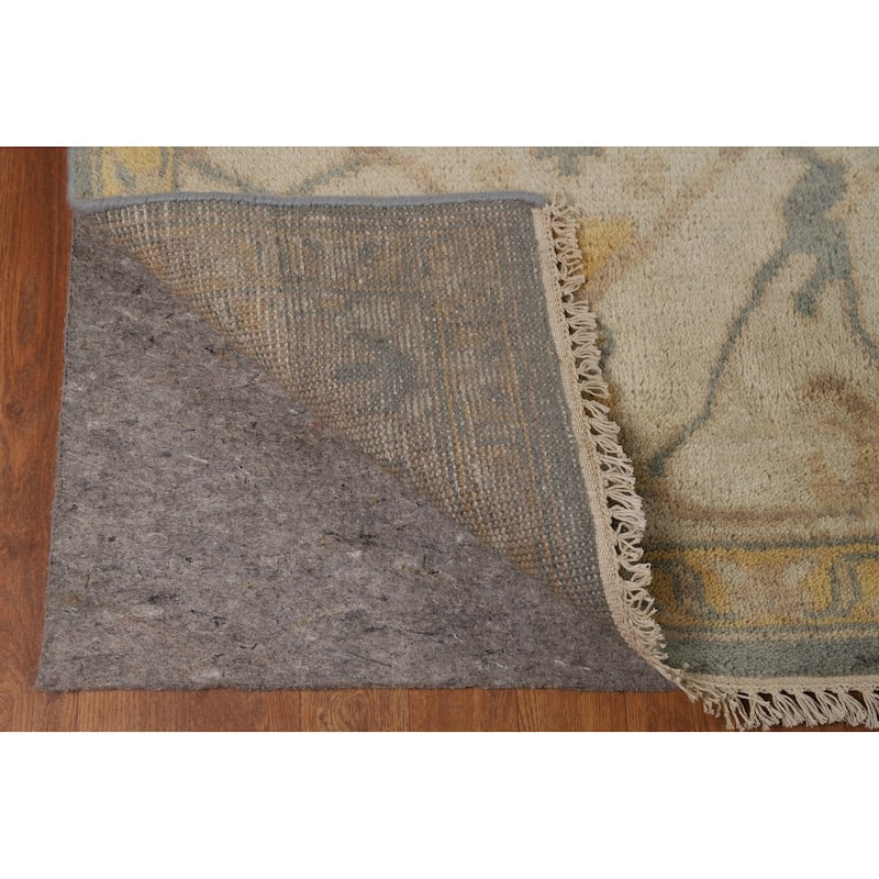 Oushak Indian Area Rug Hand-Knotted Transitional Green Wool Carpet - 9'11"x 13'8"