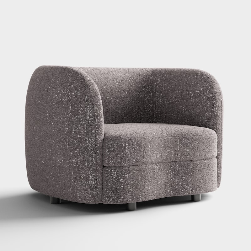 Furniture of America Ophelia Modern Curved Arms Boucle Accent Chair with Kidney Style Seat and Round Wooden Legs