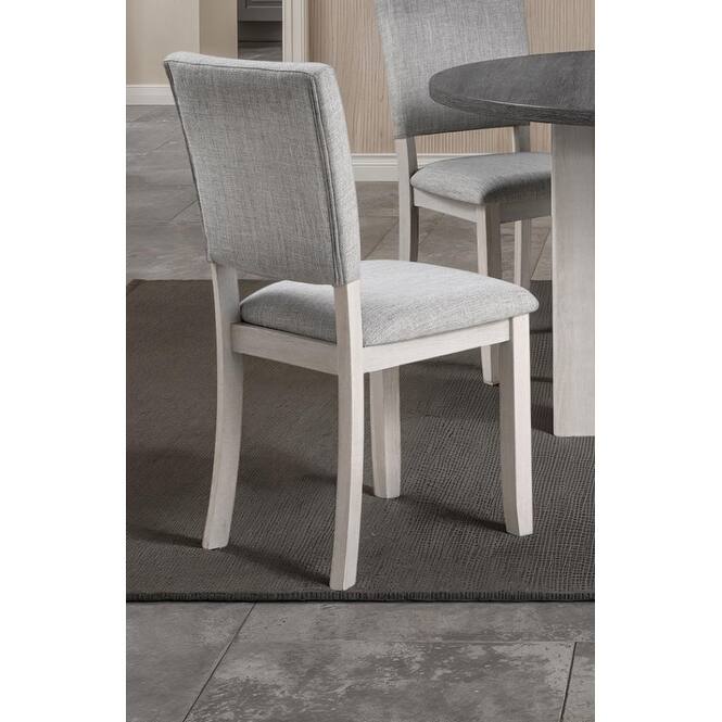 5pc Dining Set Kitchen Dinette Upholstered Fabric Chairs Round Table Pedestal Base Table 4x Side Chairs Dining Room