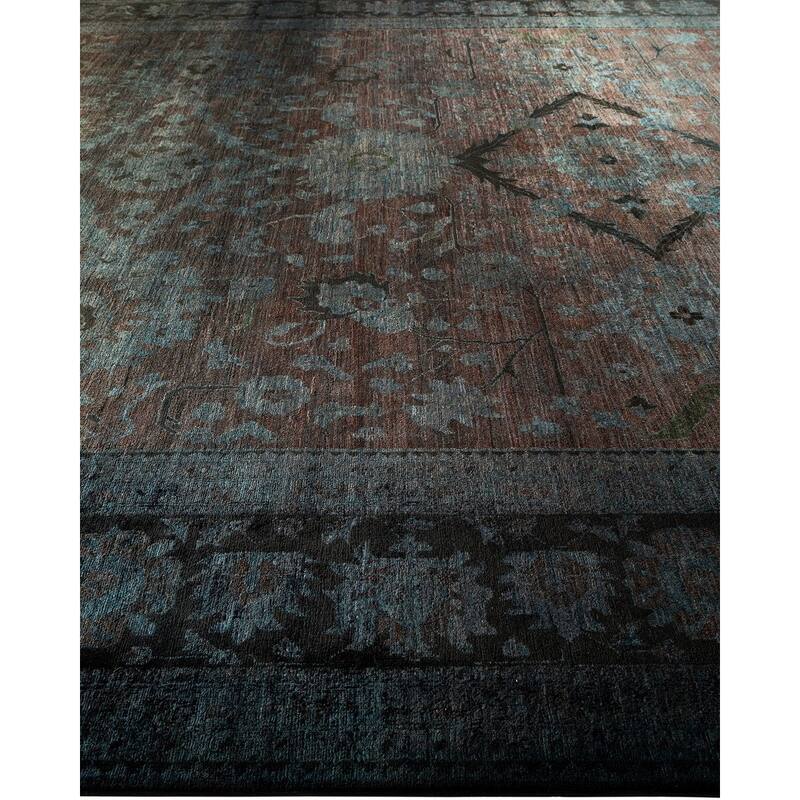 Overton Hand Knotted Wool Vintage Inspired Modern Contemporary Overdyed Brown Area Rug - 12' 0" x 14' 8"