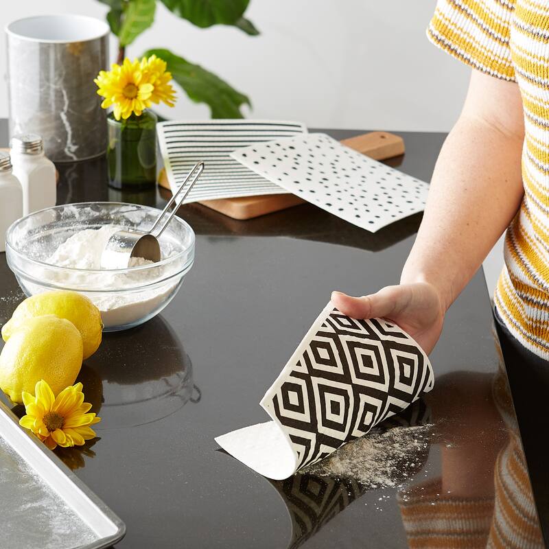 DII Black & White Swedish Dishcloth, 3 Piece