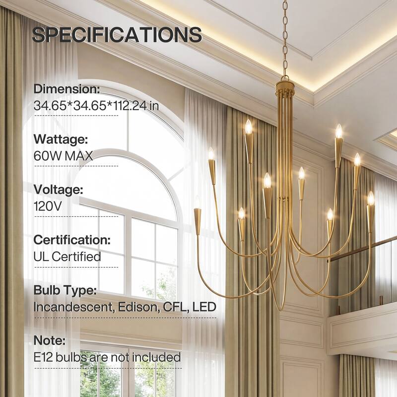 10 - Light Dimmable Classic / Traditional Chandelier