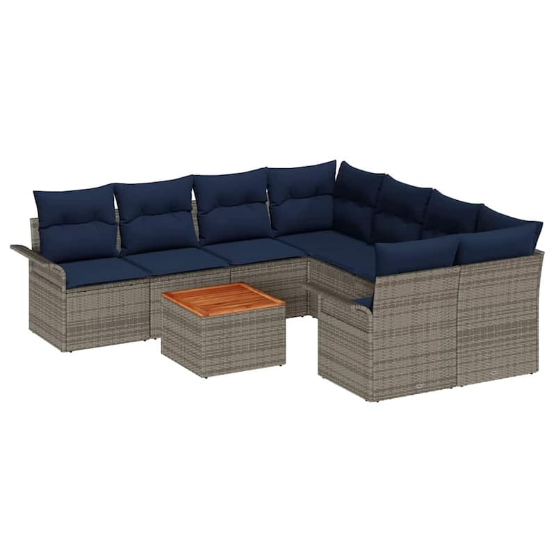 vidaXL 9 Piece Garden Sofa Set with Cushions - 95.9×92.1×27.2