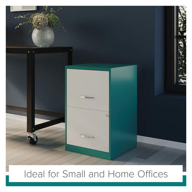 Space Solutions 18in. 2 Drawer Metal File Cabinet, Teal