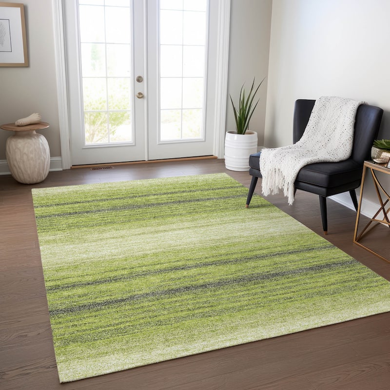 Machine Washable Indoor/ Outdoor Ombre Stripe Chantille Rug - Lime - 2'6" x 3'10"