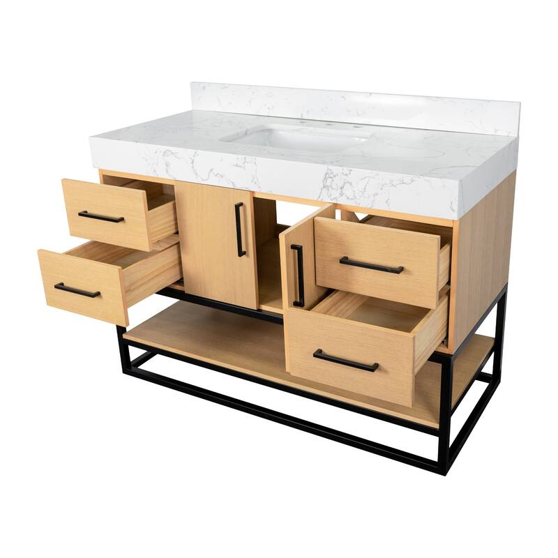 KitchenBathCollection Ellis 48" Bathroom Vanity with Engineered Marble Top