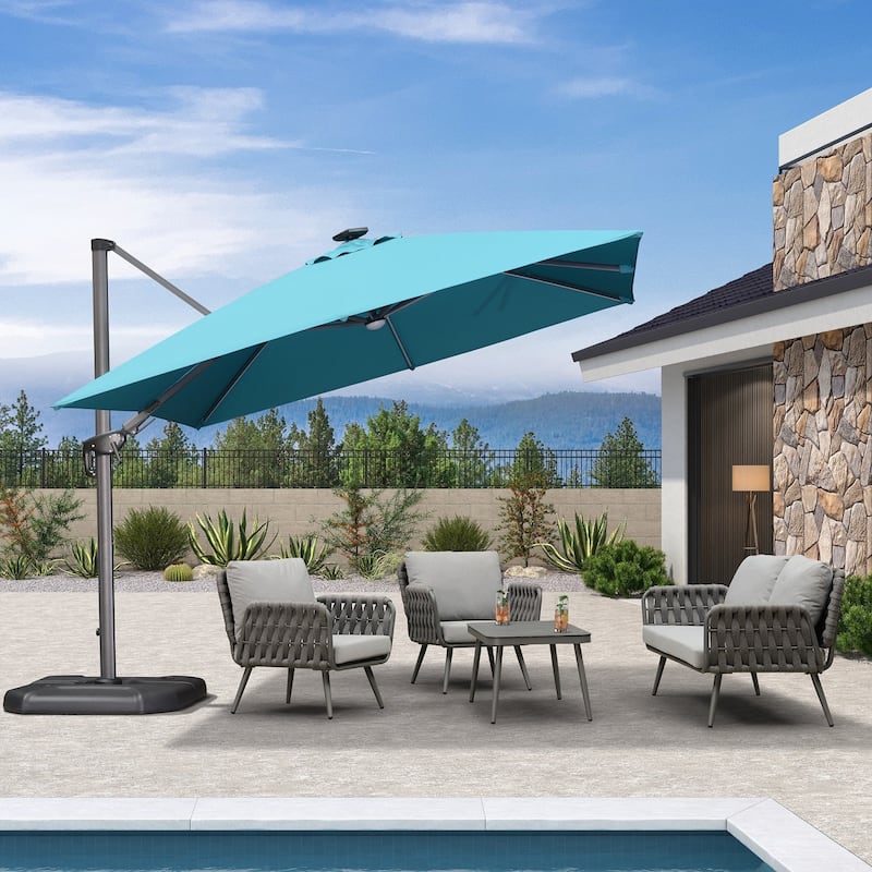 PURPLE LEAF 10 ft Square 360 Degree Rotation Patio Cantilever Umbrella