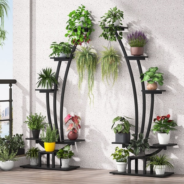 6-tier Indoor Half Moon Plant Stand with 2 Hanging Hooks - Bed Bath &  Beyond - 35696621