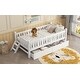 preview thumbnail 9 of 28, Bedroom Wood Twin Size Platform Bed with Both Sides Guardrail and 2 Storage Drawers, Kids Bed Frame with Slats Support