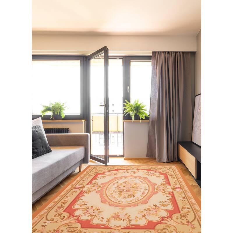 ECARPETGALLERY Flat-Weave Dynasty Ivory Wool Tapestry Kilim - 9'10 x 14'0