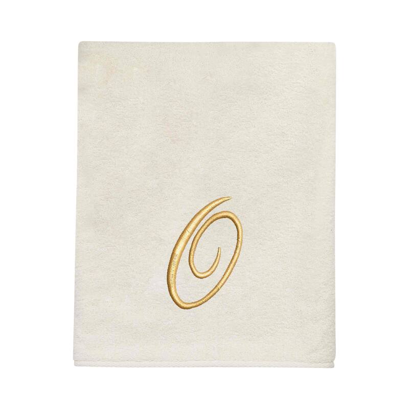 Avanti Linens Ivory/Gold Script Monogram Bath Towel Letter O - Bath Towel