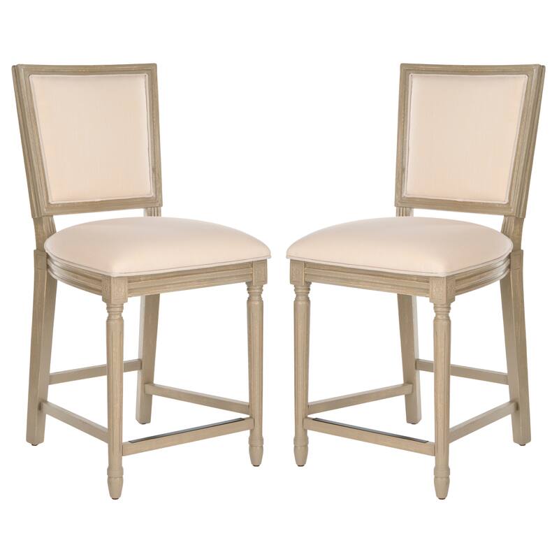 SAFAVIEH Judyth -26 Inch Light Grey/ Cream Rectangular Counter Stool (Set of 2) - 19.3" x 23.5" x 43.3" - 19Wx24Dx43H