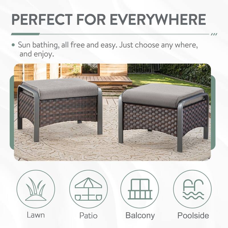 4 Piece Patio Outdoor Chair with Ottomans