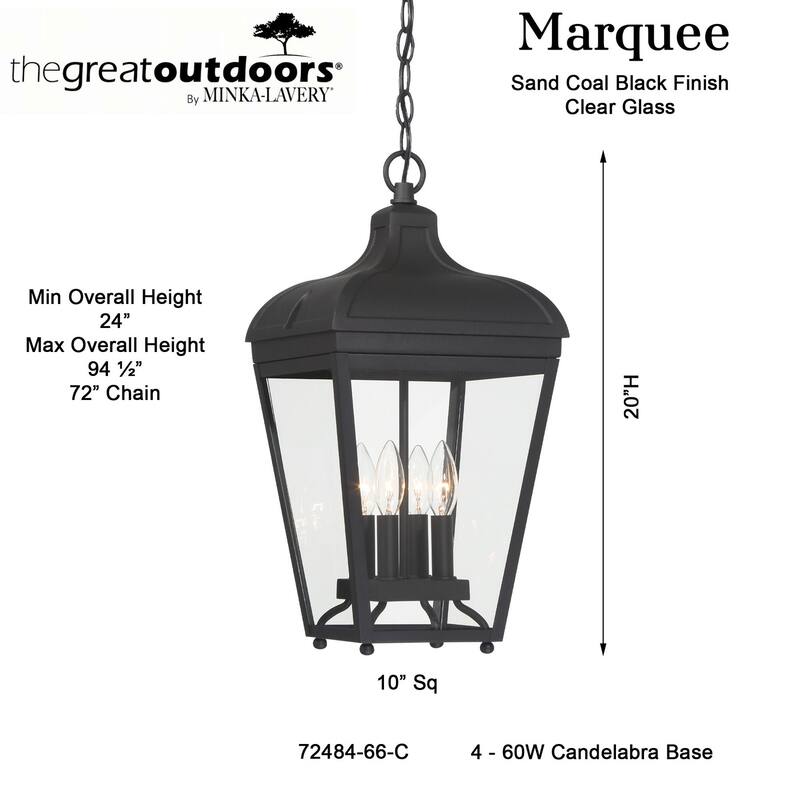 The Great Outdoors 72484 Marquee 4 Light 10" Wide Outdoor Mini Pendant