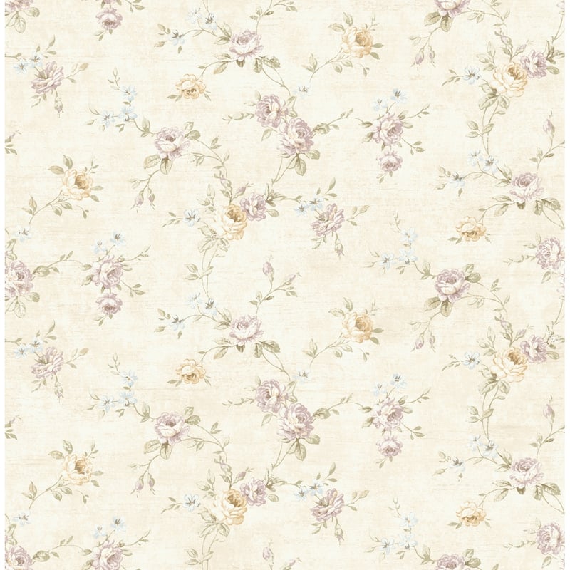 Seabrook Designs Dreda Floral Trail Unpasted Wallpaper