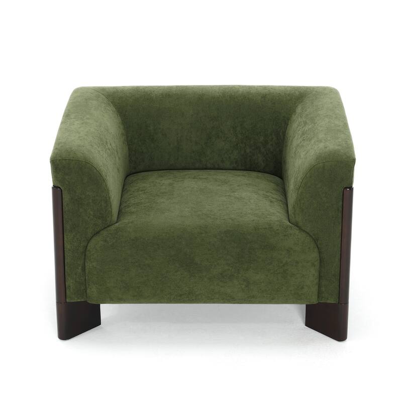 Upholstered Nordic Wide Seat Tuxedo Arms Barrel Chair Set of 2