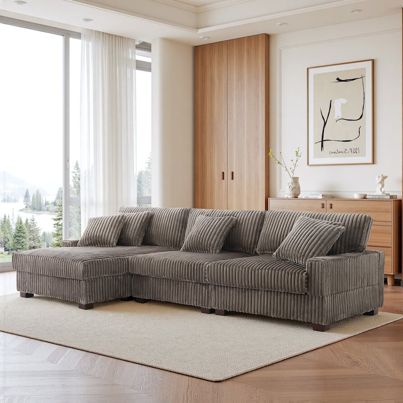 UIXE Upholstered Plush Velvet L Shaped Couch Modular Sofa
