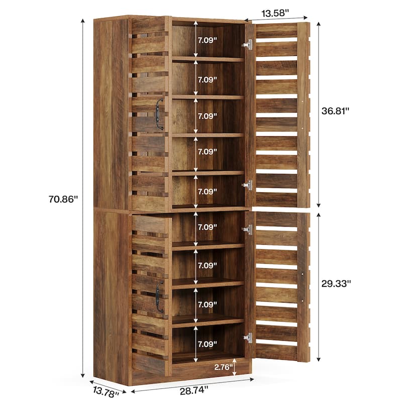 70.8" Kitchen Pantry Cabinet, 9-Tier Kitchen Storage Cabinet, Farmhouse Storage Cabinet for Dining Room