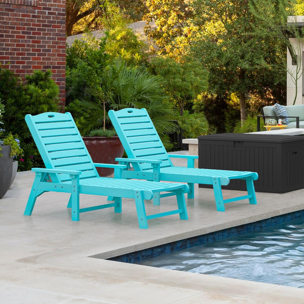 78.7" Long Reclining Outdoor Chaise Lounge