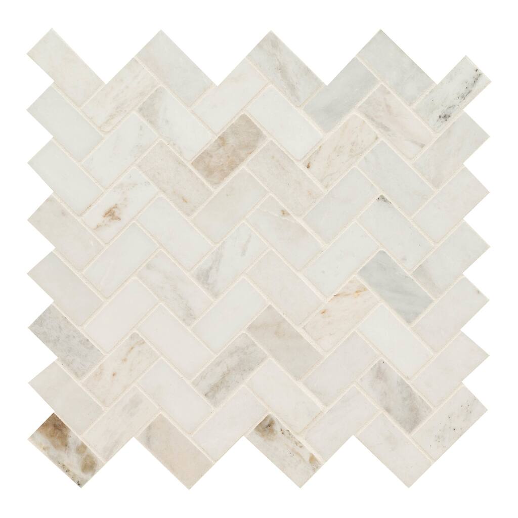 Ackland AKM-S-1X2HBH-CA 12" x 12" Marble Herringbone Floor and Wall - Terra Bella