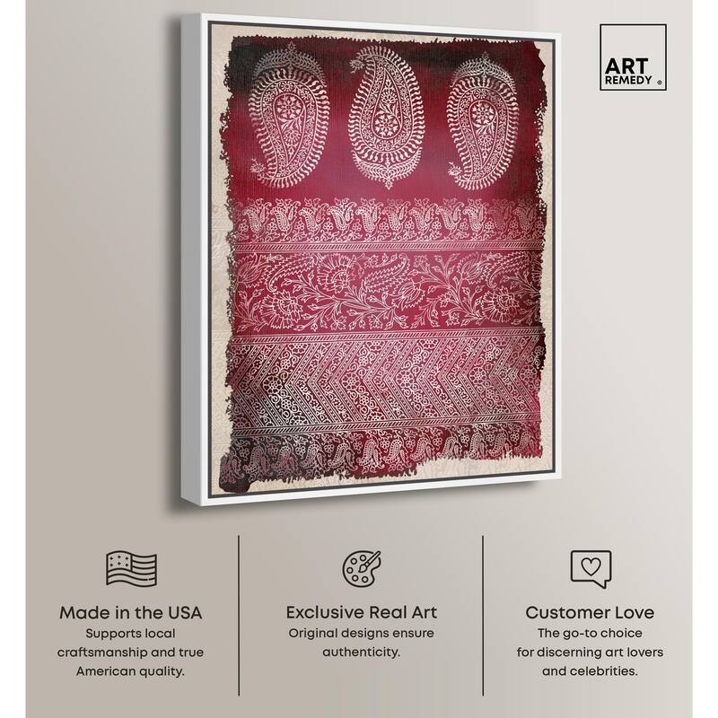 Burgundy Stamps Canvas by Art Remedy